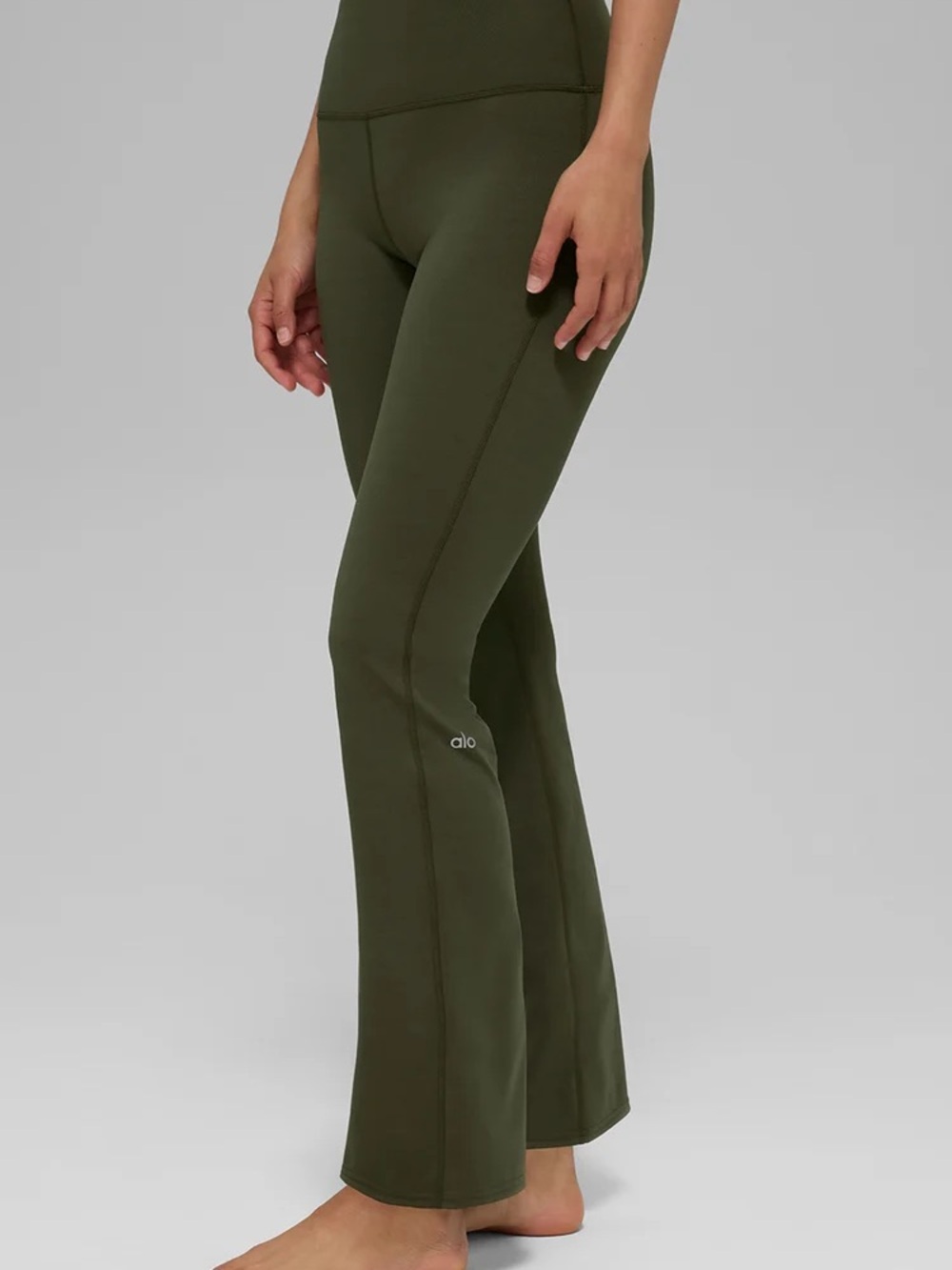ALO Softsculpt High Waist Bootcut Yoga Olive Green Flare Leggings